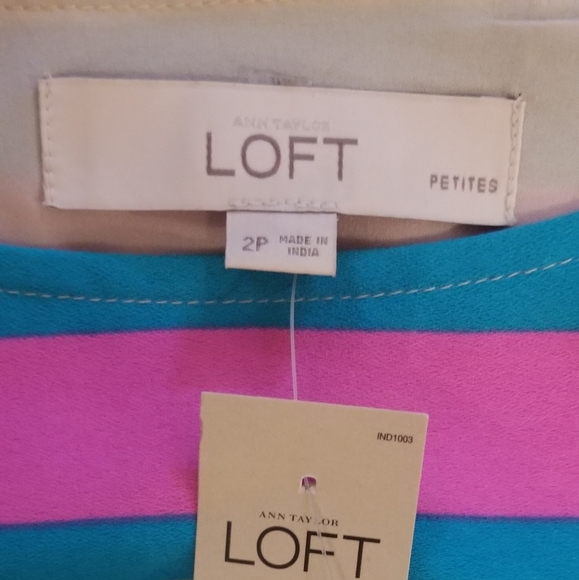Ann Taylor LOFT cheerful color stripe dress 2p NWT - Picture 5 of 8